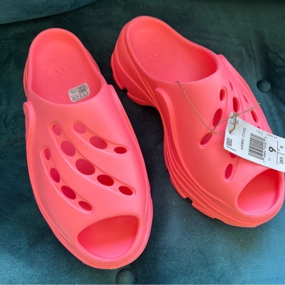 ADIDAS BY STELLA MCCARTNEY PINK RUBBER CROCS GIMME GUMMY CLOGS SIZE 9 NWT - Picture 3 of 11